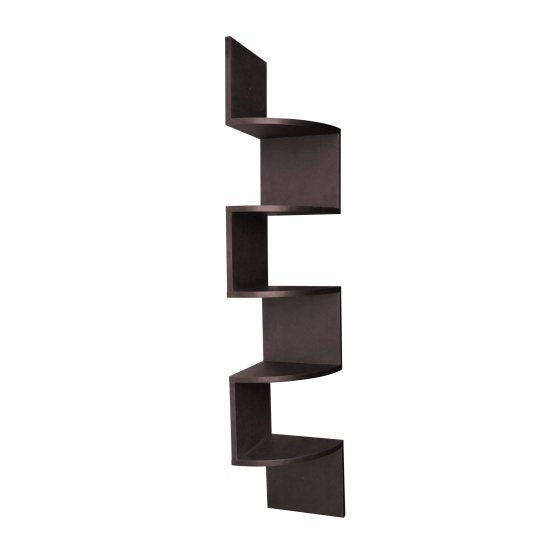 BTExpert Brown Finish Large Corner Zig Zag Wallmount Wall Shelf decor