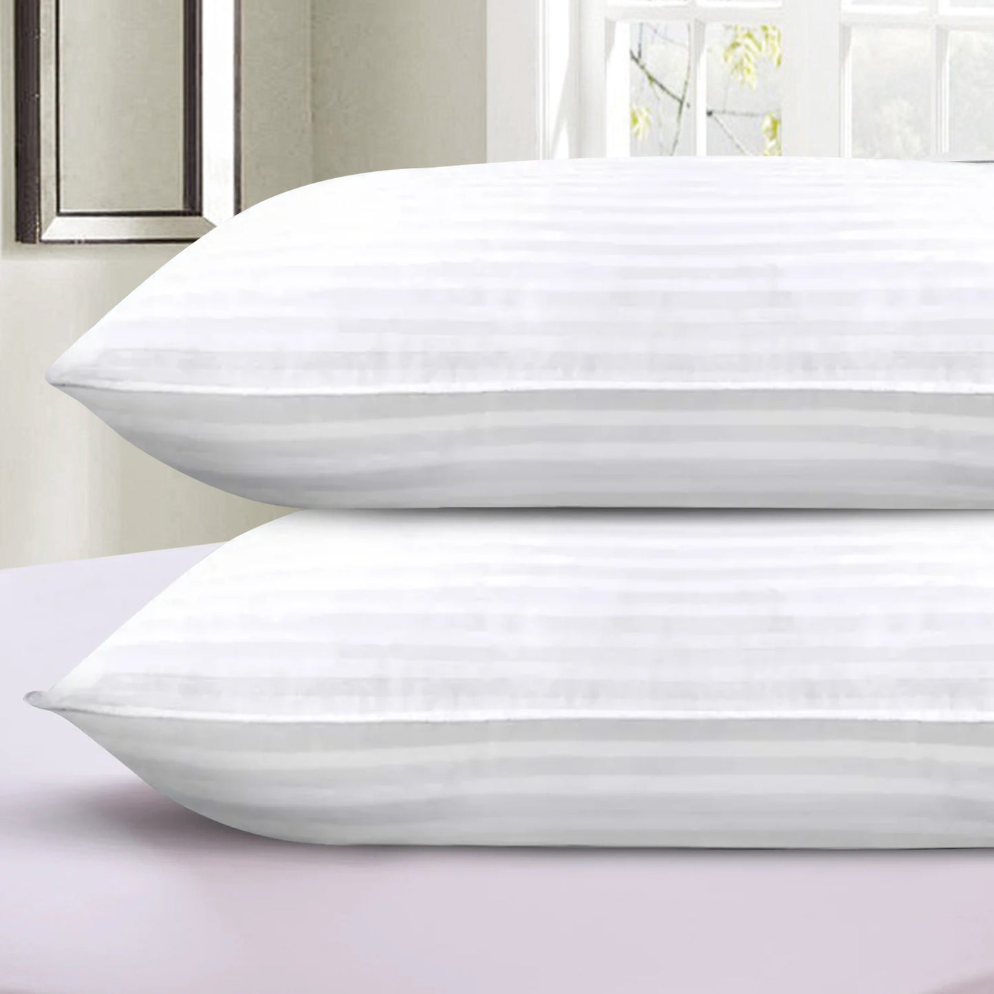 Queen Bed Pillows Set of 2 – 250 Thread Count Soft & Fluffy Down Alternative Pillows, Cooling Breathable Cotton Cover, Hotel-Quality Support for All Sleep Positions (20"x28")