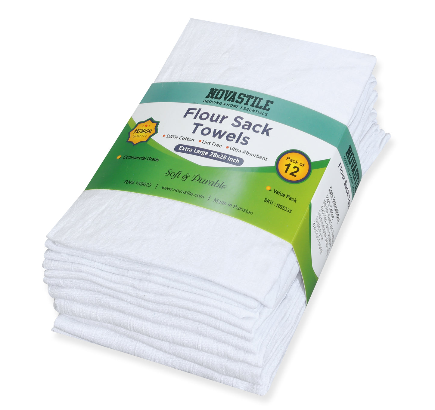 Flour Sack Kitchen Towels (12 Pack) – 100% Cotton 28×28 in, Ultra Absorbent Reusable Dish Towels for Cleaning, Baking & Multi-Purpose Use
