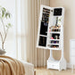 BTEXPERT Mirror Jewelry Cabinet , Large Storage Jewelry Armoire, Full-Length Frameless Mirror Jewelry Storage, 12 LED Lockable Jewelry Organizer White