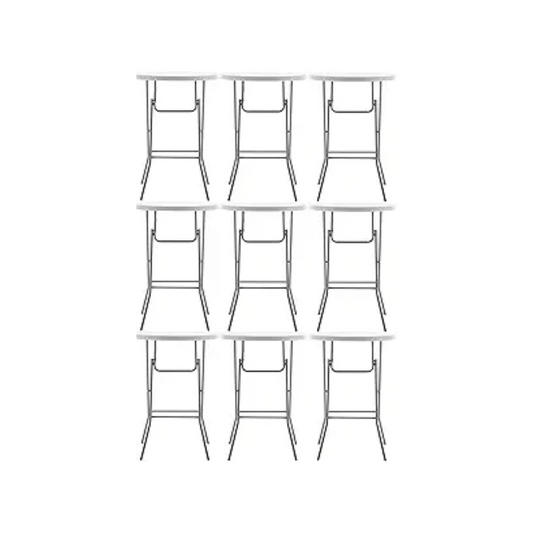 BTExpert White 32" Round 43" Bar Height Granite Folding Commercial Portable - Set of 10