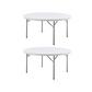 BTExpert 5-Foot 60inch White Round Plastic Folding Table Full Top Commercial Portable - Set of 5