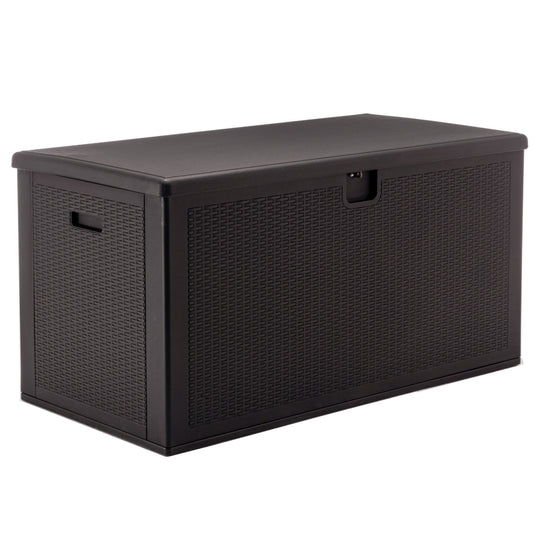 BTExpert 150 Gallon Large Deck Box, Outdoor Storage Box for Garden Tools Sports Equipment Lockable - Set of 2