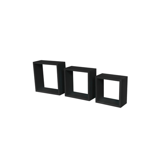 BTExpert  Black three Cube Wall Shelves BOOK Rack Storage Display Decoration Shelf