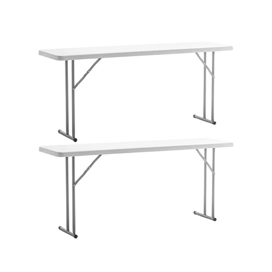 BTExpert 6-Foot - 72" - 18"X29" - long White Plastic Folding Seminar Training Portable Table  - Set of 2