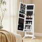 BTEXPERT Mirror Jewelry Cabinet Standing, Large Storage Jewelry Armoire, Full-Length  Mirror with Jewelry Storage, 12 LED Lockable Standing Jewelry Organizer White