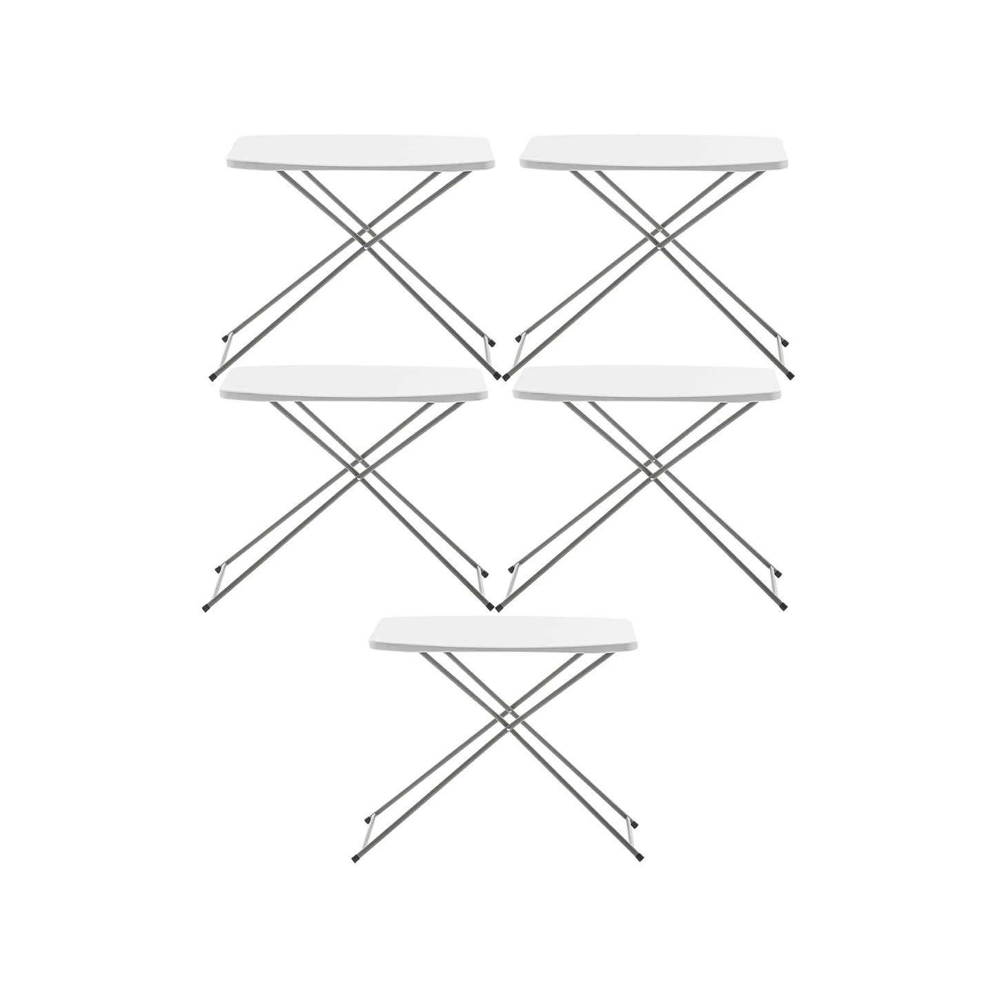 BTExpert 2.5ft Personal Folding Utility Table 29" x 19", Lightweight, Adjustable Height, Portable with Carrying Handle for Indoor Outdoor - Set of 5
