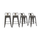 BTExpert 24" Rustic Distressed Metal Counter Stool, Low Back, Indoor Outdoor