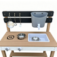 BTEXPERT Kid’s Wooden Mud Kitchen Outdoor Playset with Water Play Sink, Cooking Toys & Pretend Play Accessories, Backyard Wooden Play Kitchen for Boys & Girls Ages 3+