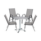BTExpert 27.5" Square Restaurant Table Stainless Steel with 4 Gray Sling Stack Chairs, Indoor Outdoor Commercial Set, Lightweight
