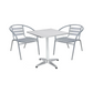 BTExpert 27.5" Square Stainless Steel Table + 2 Silver Gray Slat Chairs, Indoor Outdoor Commercial Lightweight