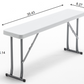 BTExpert 3-Piece Set Plastic Portable Folding Beer Picnic Table & Two Benches Seats Foldable