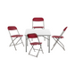 BTExpert 5-Piece Folding Card Table Set, 34" White Granite Table & 4 Red Chairs, Indoor Outdoor, Lightweight