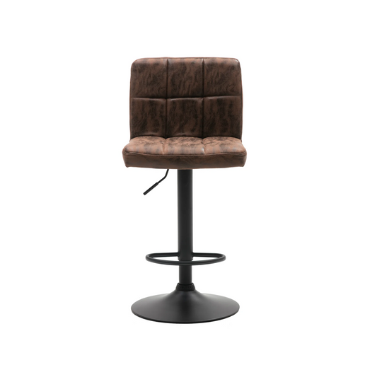 BTExpert Adjustable Industrial Metal upholstered Swivel   Brown Rustic Dining Barstool Chair , Back