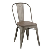 Industrial wood Metal Antique Bronze Rustic Distress Dining Bistro Side Chair-4