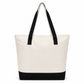 BTEXPERT 100% Cotton Natural Canvas Tote Bags 12oz Top Zipper with External Pocket, Reusable Shopping Bag for Grocery, DIY, Promotion & Events - NS5341