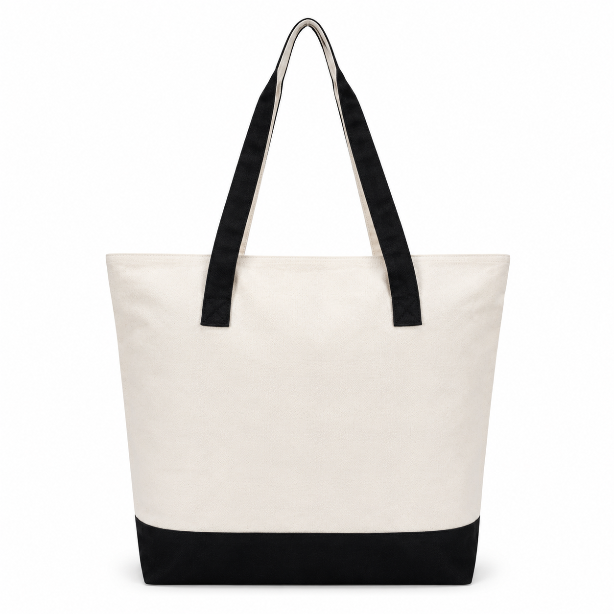 BTEXPERT 100% Cotton Natural Canvas Tote Bags 12oz Top Zipper with External Pocket, Reusable Shopping Bag for Grocery, DIY, Promotion & Events - NS5341