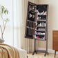 BTEXPERT Large Storage Jewelry Mirror Organizer with Frameless Free Standing Jewelry Cabinet (Brown)
