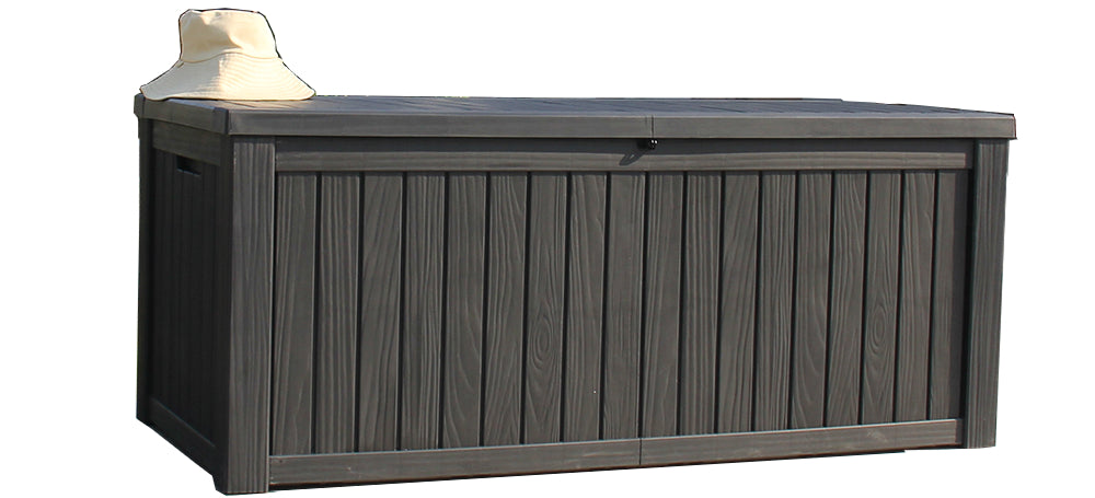 BTEXPERT 150 Gallon Large Resin Outdoor Deck Box for Patio Furniture Cushions Garden Tools Waterproof Lockable Stainless Steel Metal insert rod