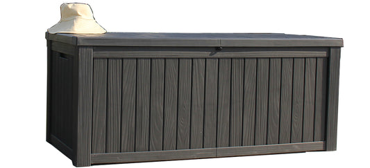 BTEXPERT 150 Gallon Large Resin Outdoor Deck Box for Patio Furniture Cushions Garden Tools Waterproof Lockable Stainless Steel Metal insert rod