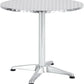 BTExpert Indoor Outdoor 27.5" Round Restaurant Table Stainless Steel Silver Aluminum + 4 Silver Gray Metal Slat Stack Chairs Lightweight