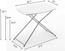 BTExpert Personal Folding Utility Table 2.5ft 29" x 19" Lightweight Adjustable Height Portable Carrying Handle Indoor Outdoor Picnic Camping Office Home Party Convenient Easy to Clean Store Care White