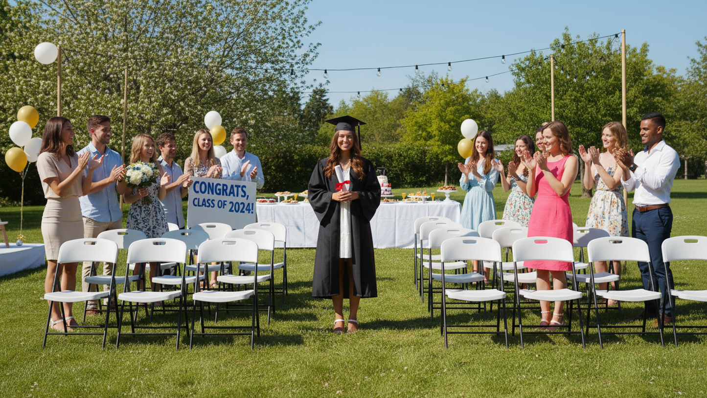 BTEXPERT 3 Pcs Folding Card Table Picnic Chair Set 34" Square Granite White Plastic Table 2 Adult Chairs Board Game Nights Party Home Indoor Outdoor