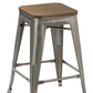 BTExpert 30" Metal Vintage Gunmetal Rustic Counter Bar Stool Modern Wood seat 4 barstools