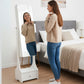 BTEXPERT Mirror Jewelry Cabinet , Large Storage Jewelry Armoire, Full-Length Frameless Mirror Jewelry Storage, 12 LED Lockable Jewelry Organizer White