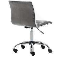 BTEXPERT Swivel Mid Back Armless Ribbed Task Leather Chair, Gray upholstery and Chrome