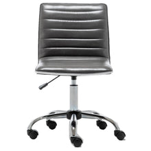 BTEXPERT Swivel Mid Back Armless Ribbed Task Leather Chair, Gray upholstery and Chrome