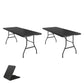 BTExpert 6-Foot Fold-in-Half Utility Table 72"x29.5", Lightweight Portable w/ Handle, Indoor Outdoor Picnic, Camping, Office, Party, Easy Clean, Black - Set of 2