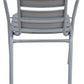 BTExpert 23.75" Square Stainless Steel Table + 4 Silver Gray Slat Chairs, Indoor/Outdoor Commercial