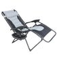 Oversized Padded Zero Gravity Recliner Folding Chaise Lounge, Outdoor Pool, Patio, Yard, XL Anti-Gravity Lounger Side Tray Cup Holder, Headrest Pillow (Grey/Black)