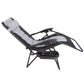 Oversized Padded Zero Gravity Recliner Folding Chaise Lounge, Outdoor Pool, Patio, Yard, XL Anti-Gravity Lounger Side Tray Cup Holder, Headrest Pillow (Grey/Black)