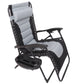 Oversized Padded Zero Gravity Recliner Folding Chaise Lounge, Outdoor Pool, Patio, Yard, XL Anti-Gravity Lounger Side Tray Cup Holder, Headrest Pillow (Grey/Black)