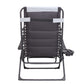 Oversized Padded Zero Gravity Recliner Folding Chaise Lounge, Outdoor Pool, Patio, Yard, XL Anti-Gravity Lounger Side Tray Cup Holder, Headrest Pillow (Grey/Black)