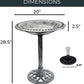 BTExpert - Birdbath Stone Gray 28" Height Outdoor Garden Decor Vintage Solar Pump Bird With Multiple Nozzles
