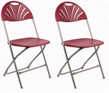 BTExpert Red Plastic Folding Chair Steel Frame Commercial High Capacity Event Chair lightweight Wedding Party Set of 2