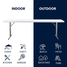BTExpert 8-Foot 96" long White Plastic Folding Seminar Training Table Portable 18" Wide narrow, 29" High, events indoor outdoor lightweight Commercial Restaurant School Heavy Duty Set of 2