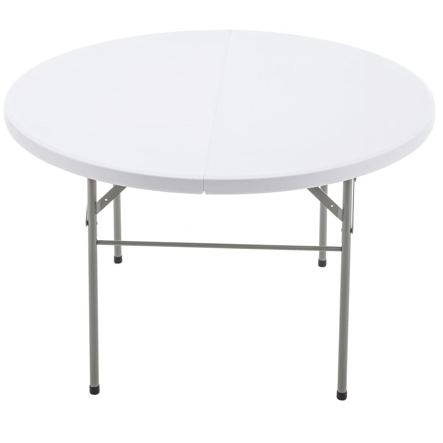 BTExpert 4ft Round Folding Table, White Plastic, Portable Commercial Indoor/Outdoor for Events, Patio, Home & Dining