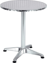 BTExpert Indoor Outdoor 27.5" Round Restaurant Table Stainless Steel Silver Aluminum + 4 Brown Restaurant Rattan Stack Chairs Commercial Lightweight
