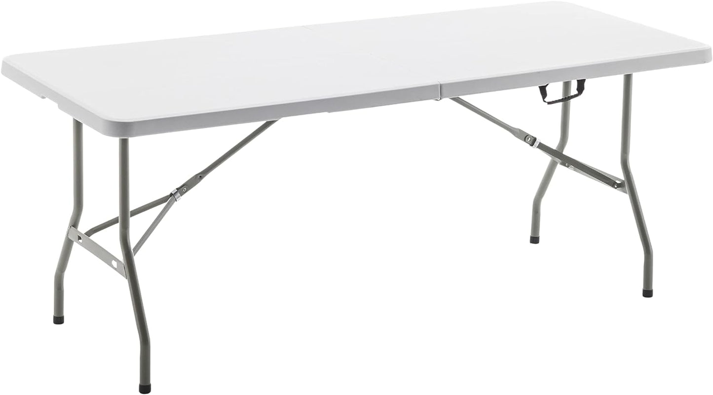 BTExpert Fold-in-Half Utility Table 6ft 72"x29.5", Lightweight, Portable with Carrying Handle, Home Party Wedding Event, Easy to Clean, Indoor Outdoor