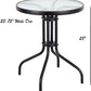 BTExpert Indoor Outdoor 23.75" Round Tempered Glass Metal Table Black + 2 Bronze Restaurant Metal Aluminum Slat Stack Chairs Lightweight