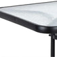 BTExpert 23.75" Square Glass Metal Table Black with 4 Bronze Slat Stack Chairs, Indoor Outdoor Commercial Lightweight