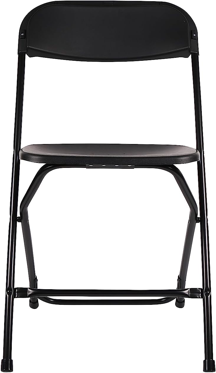 BTExpert Black Plastic Folding Chair Steel Frame Commercial High Capacity Event Chair lightweight Set for Office Wedding Party Picnic Kitchen Dining Church School