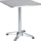 BTExpert 27.5" Square Table Stainless Steel Silver Aluminum + 2 silver  Stack Chairs