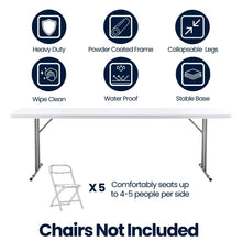 BTExpert 8-Foot 96" long White Plastic Folding Seminar Training Table Portable 18" Wide narrow, 29" High, events indoor outdoor lightweight Commercial Restaurant School Heavy Duty Set of 2