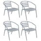 BTExpert Indoor Outdoor Set of 4 Silver Gray Restaurant Metal Aluminum Slat Stack Chairs Lightweight