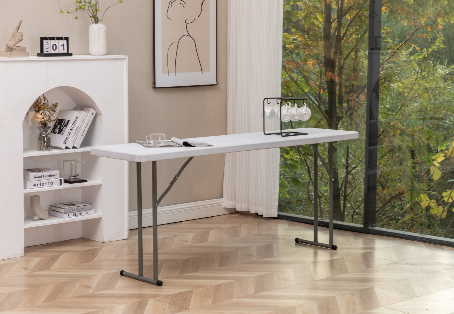 BTExpert 6-Foot - 72" long White Plastic FoldingTable Portable 18" Wide, 29" High, indoor outdoor lightweight - Set of 10